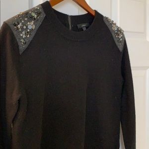J Crew Jewel Detailed Shoulder Sweater